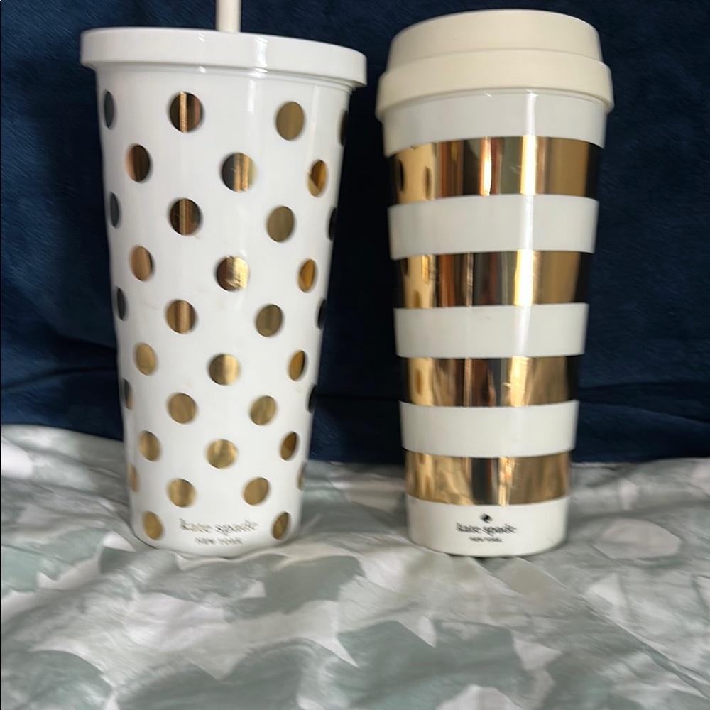 Kate Spade Gold and White Tumbler Set